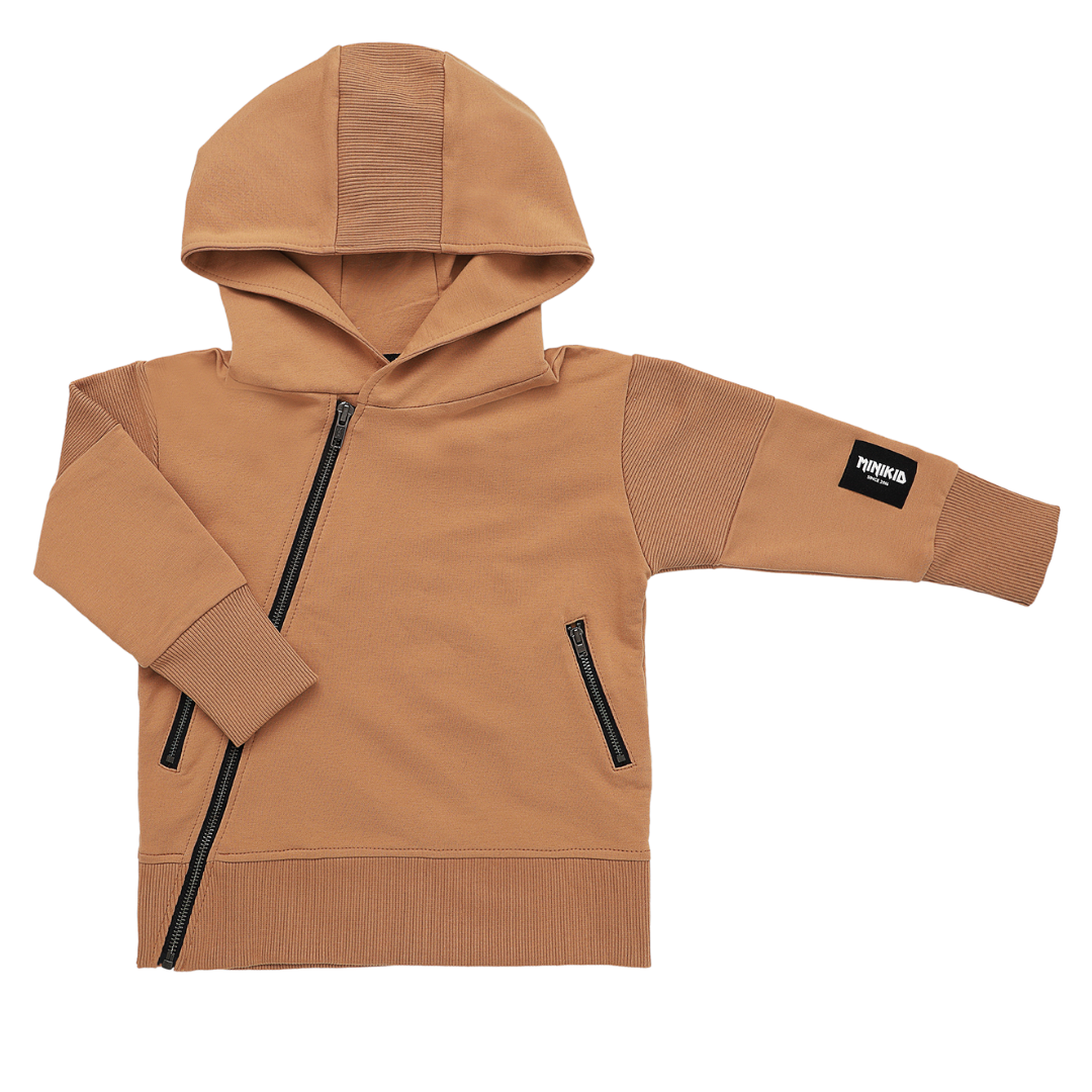 BROWN HOODIE FOR CHILDREN | COOL CARDIGAN WITH HOOD | MINIKID