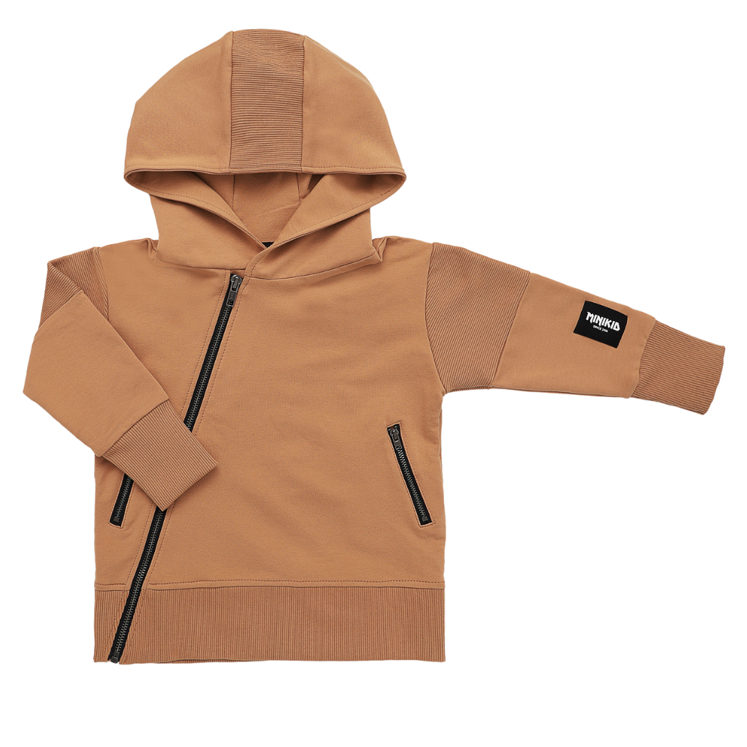 Minikid BROWN HOODIE FOR CHILDREN | COOL CARDIGAN WITH HOOD | MINIKID