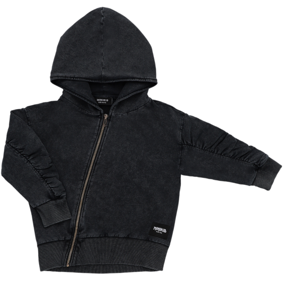 PUFF ZIP HOODIE - VINTAGE BLACK