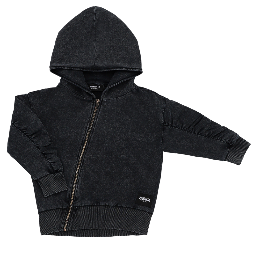 ZWART VEST VOOR KINDEREN | STOER VEST MET CAPUCHON | MINIKID