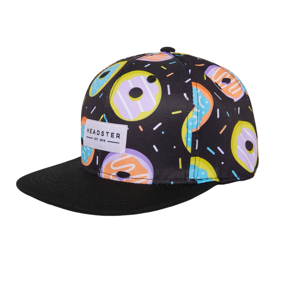 Headster KIDS CAP WITH DONUT PRINT | ADJUSTABLE CAP | BLACK BABY SNAPBACK