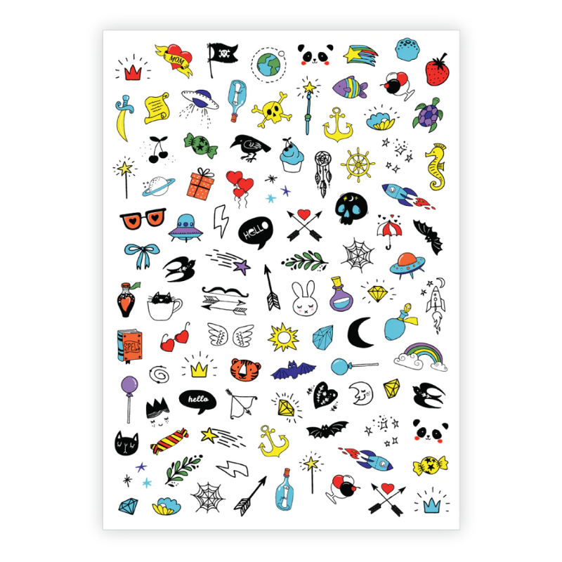 Children Temporary Tattoo Sticker Kids Cartoon Cat Sea Animal Bee Car Fruit  Icecream Waterproof Body Arm Small Kids Fake Tatoo  AliExpress