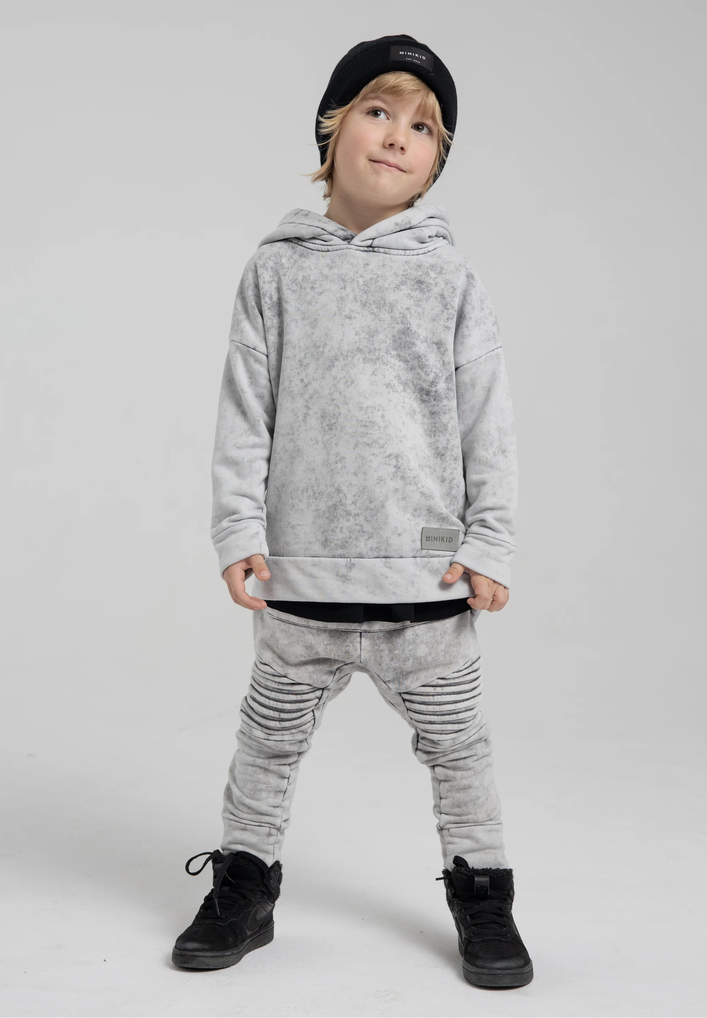 Minikid ACID GREY HOODIE | GREY HOODED SWEATER | KIDS CLOTHING