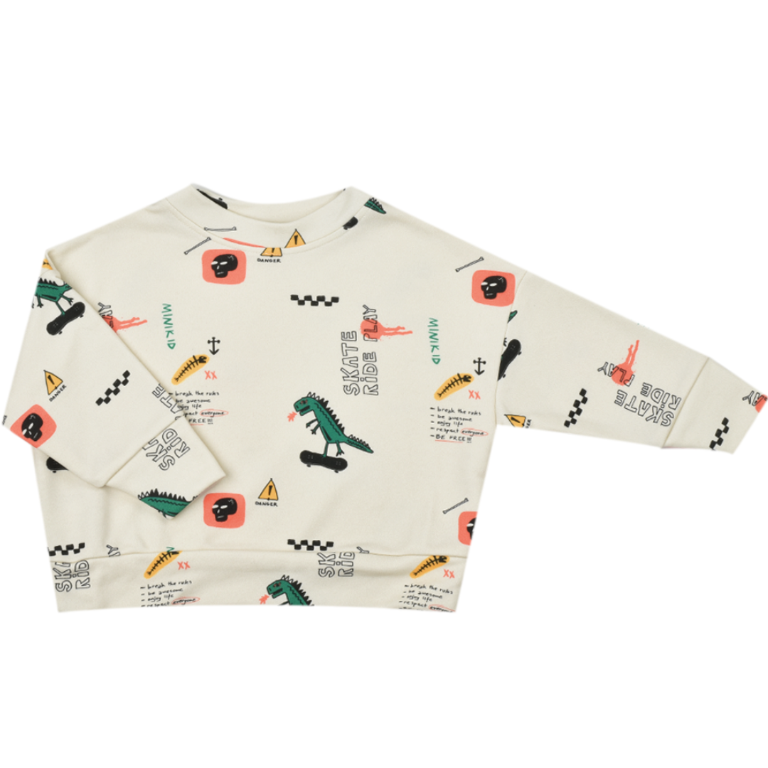 Minikid DINO SWEATER FOR BABY AND CHILD | SKATE PULLOVER | COOL BOY CLOTHING