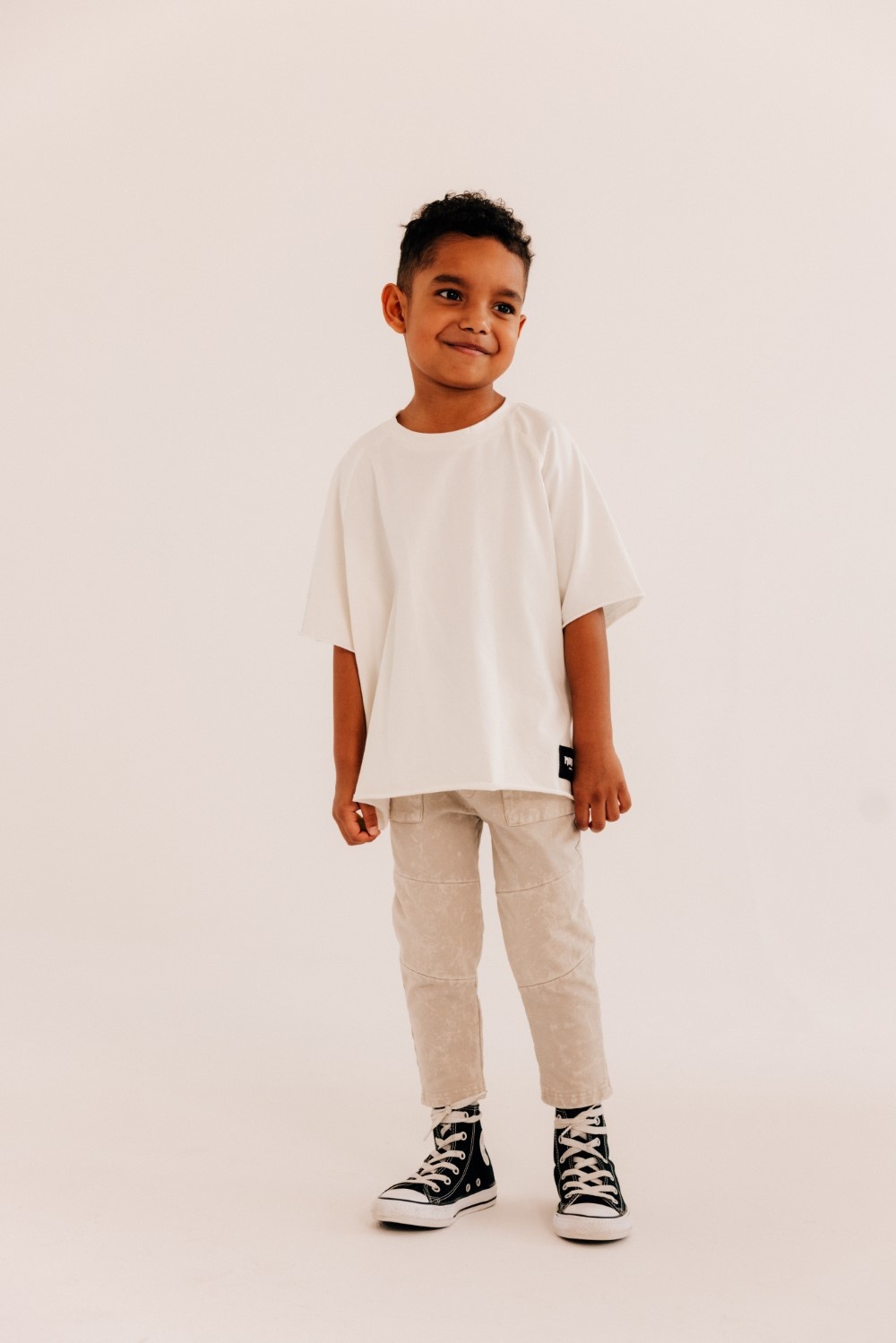 CREAM WHITE OVERSIZED T-SHIRT | STREETWEAR CHILDREN'S CLOTHING | MINIKID