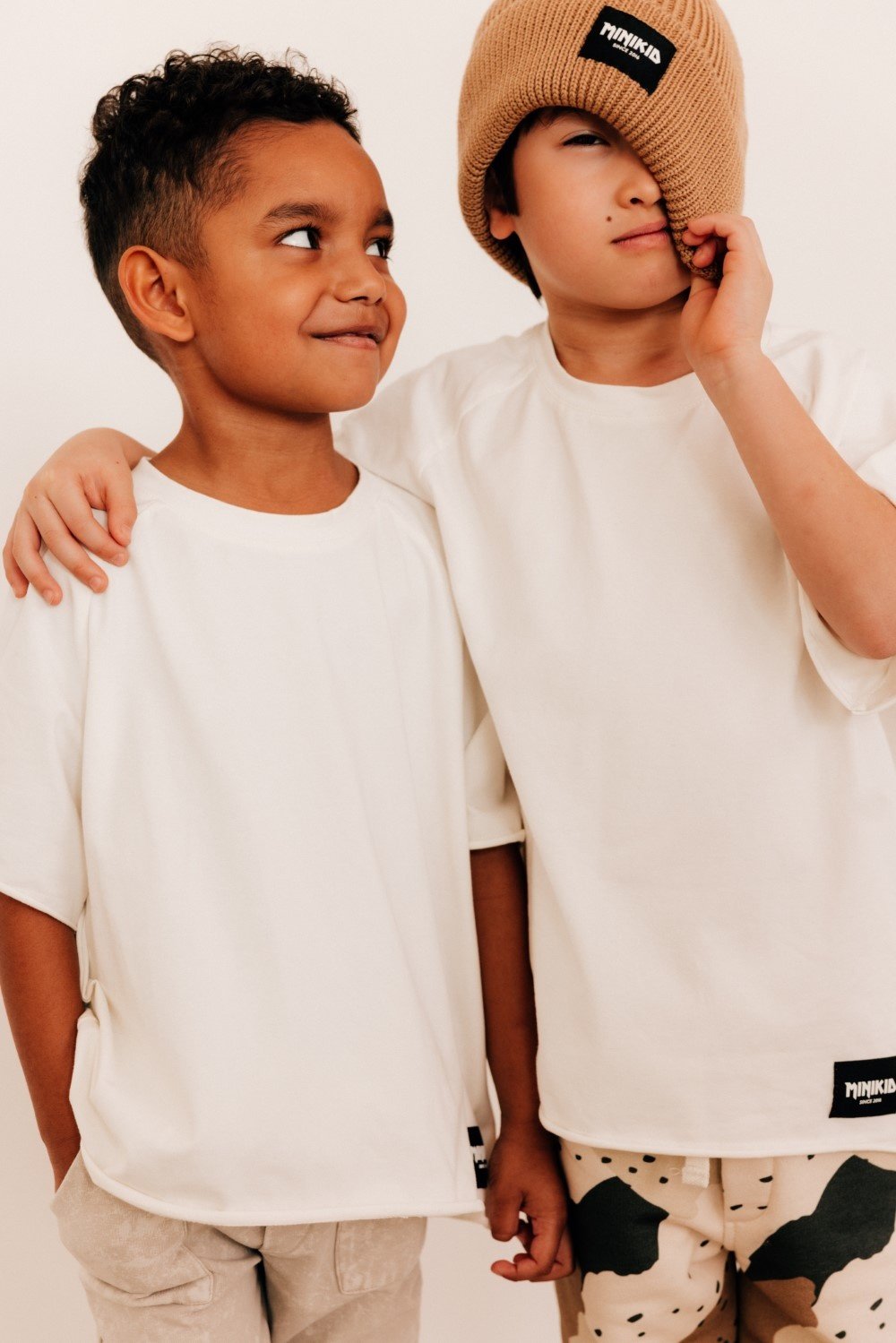 CREAM WHITE OVERSIZED T-SHIRT | STREETWEAR CHILDREN'S CLOTHING | MINIKID