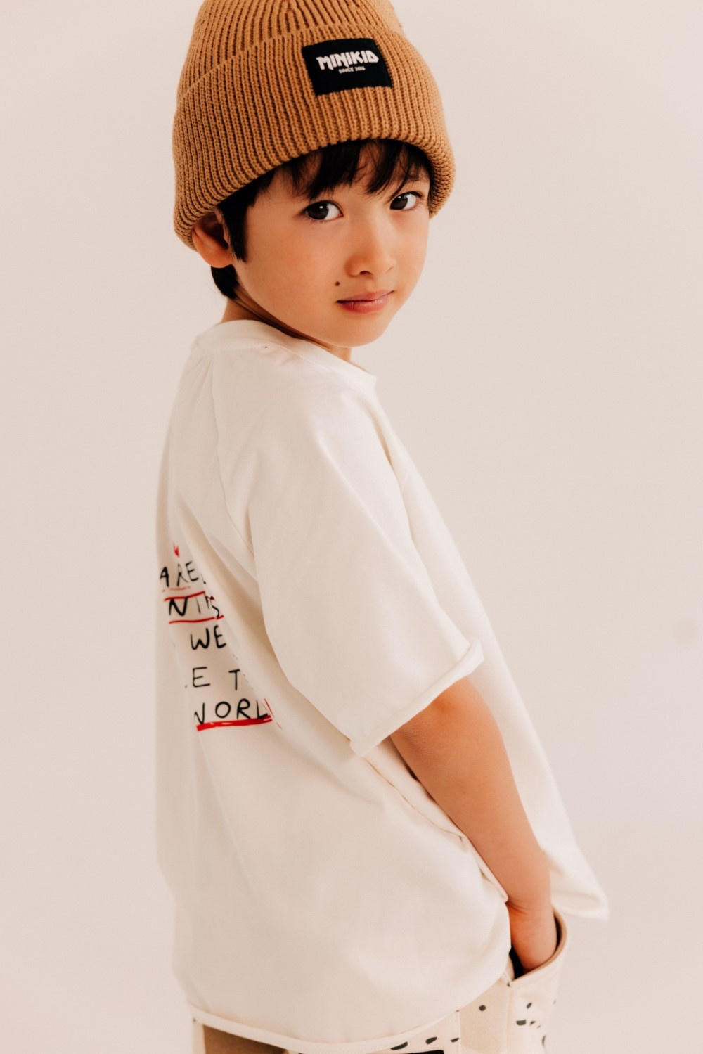 CREAM WHITE OVERSIZED T-SHIRT | STREETWEAR CHILDREN'S CLOTHING | MINIKID