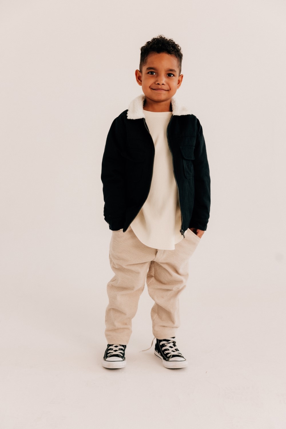BEIGE VELVET RIB TROUSERS | COMFORTABLE PANTS | CHILDREN'S CLOTHING