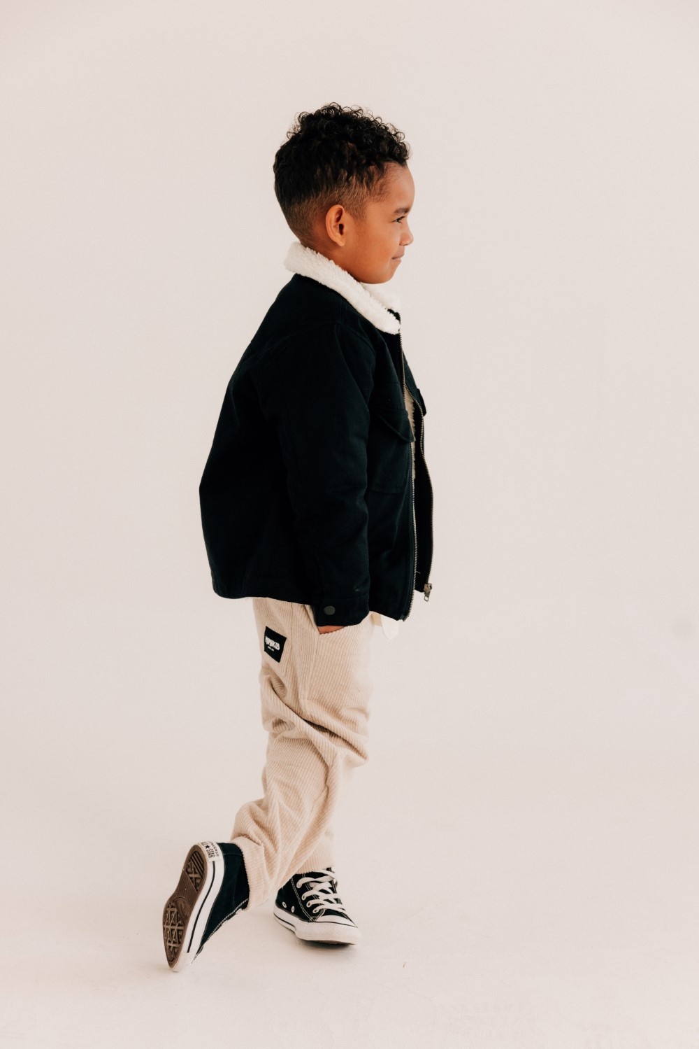 Minikid BEIGE VELVET RIB TROUSERS | COMFORTABLE PANTS | CHILDREN'S CLOTHING