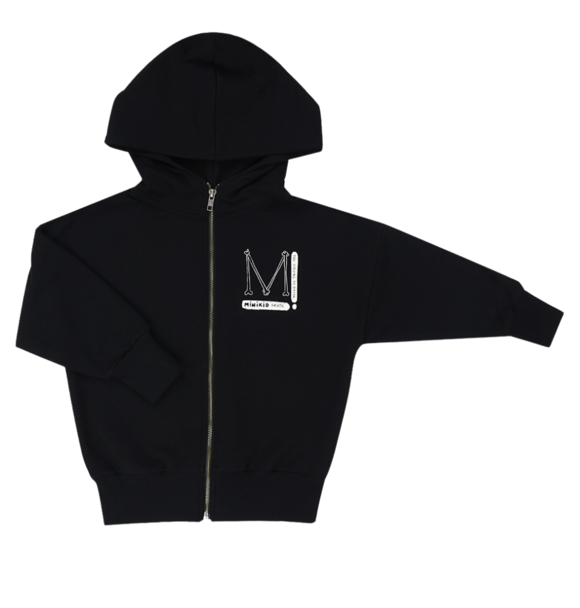 M BONE BLACK ZIP HOODIE