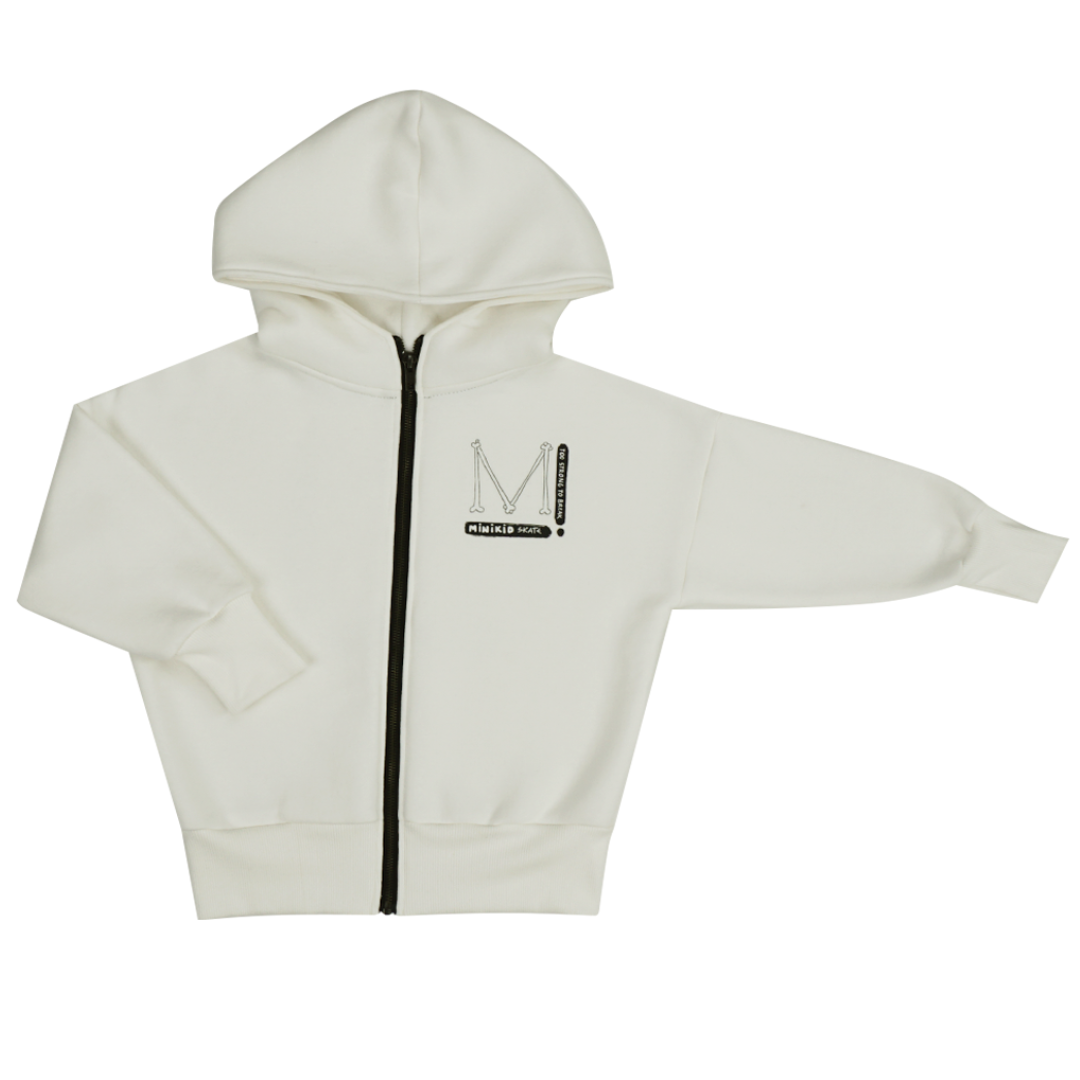 CREME WIT  VEST | LANG VEST MET CAPUCHON | STOERE KINDERKLEDING