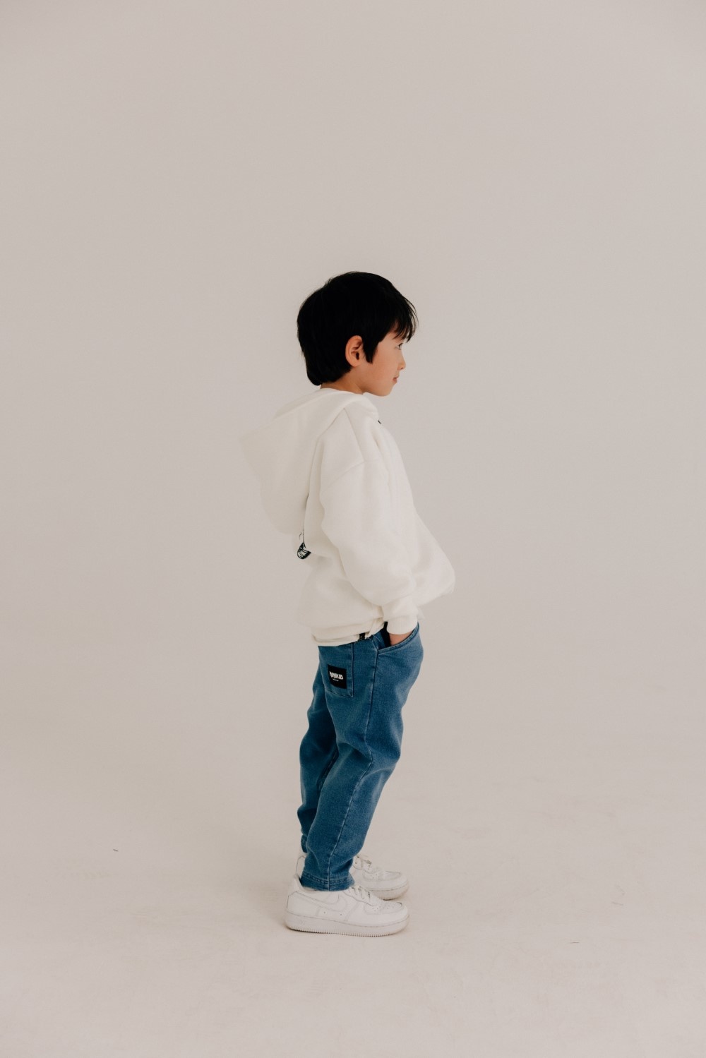 CREME WIT  VEST | LANG VEST MET CAPUCHON | STOERE KINDERKLEDING