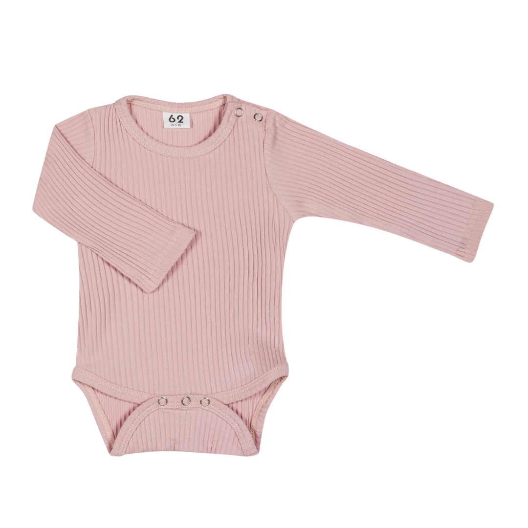 GERIBDE ROMPER | ROMPER MET LANGE MOUWEN | ROZE BABYKLEDING