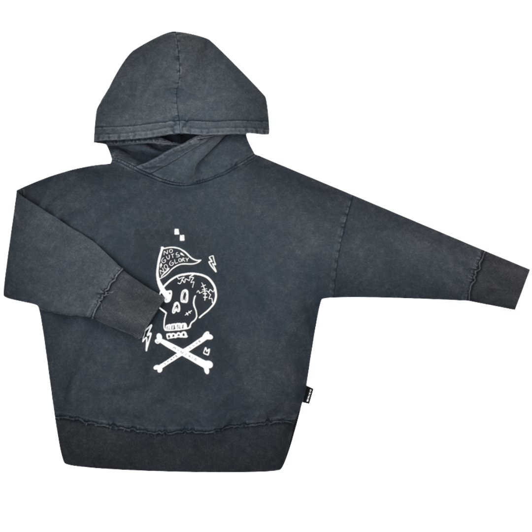 Minikid ZWARTE SKULL HOODIE | SWEATER MET CAPUCHON | STOERE KINDERKLEDING