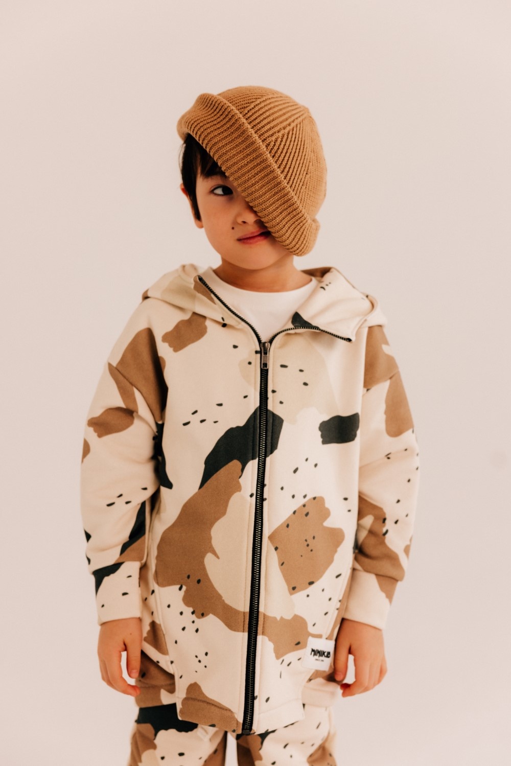 Minikid BEIGE CARDIGAN | LONG CARDIGAN WITH HOOD | Tough KIDS CLOTHING