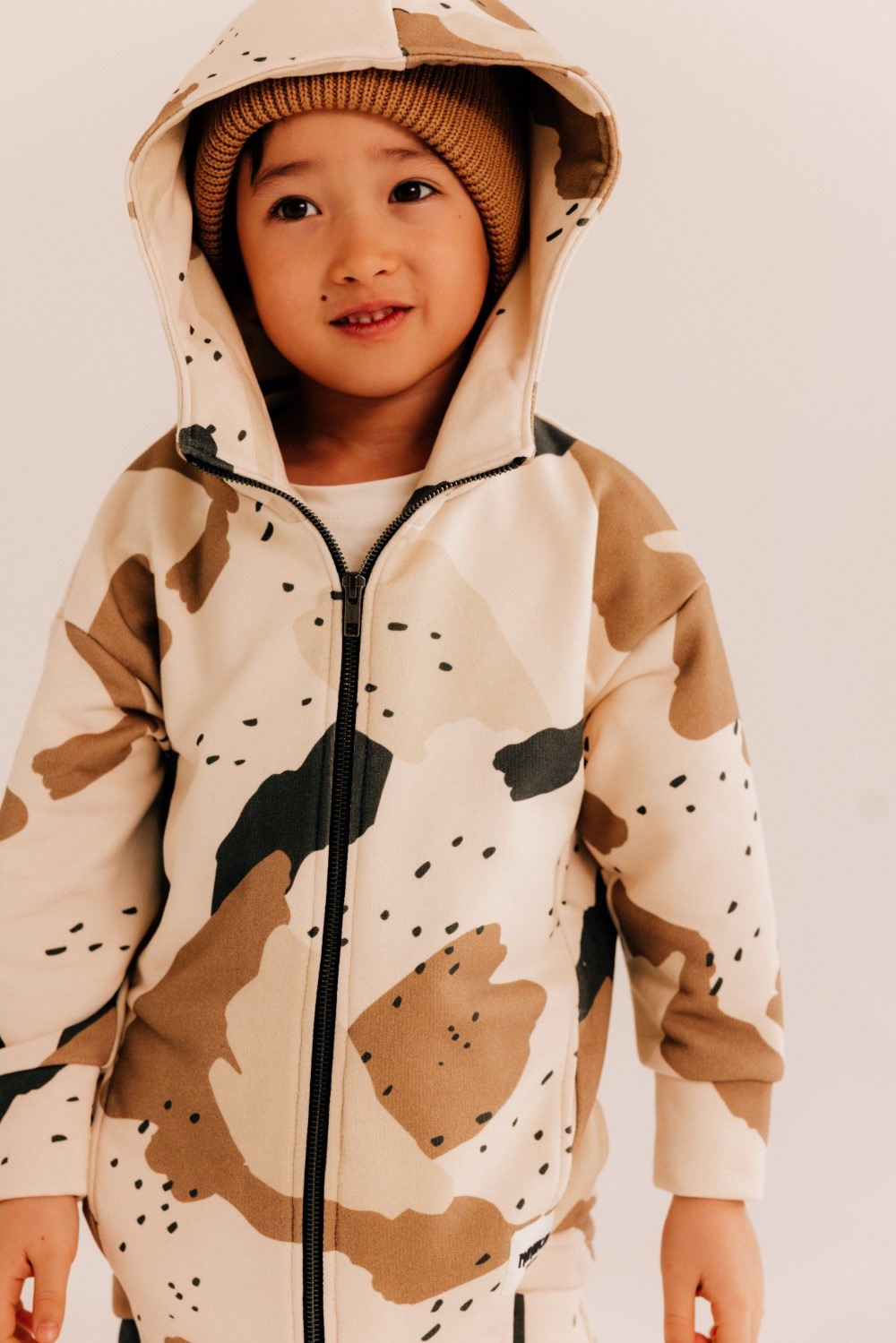 Minikid BEIGE CARDIGAN | LONG CARDIGAN WITH HOOD | Tough KIDS CLOTHING