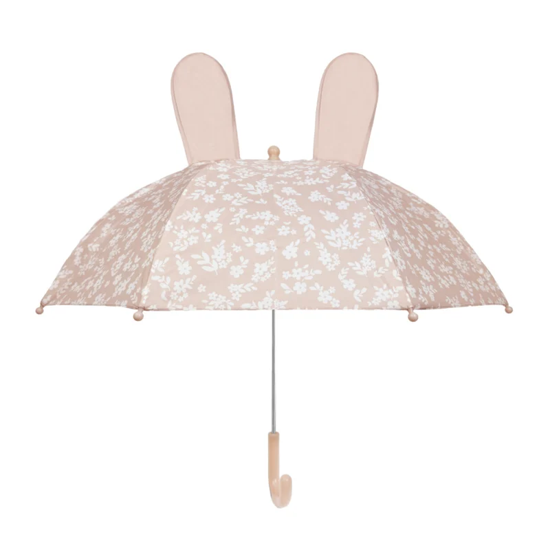 VanPauline LICHT ROZE PARAPLU MET BLOEMEN PRINT | KINDER PARAPLU MET OORTJES