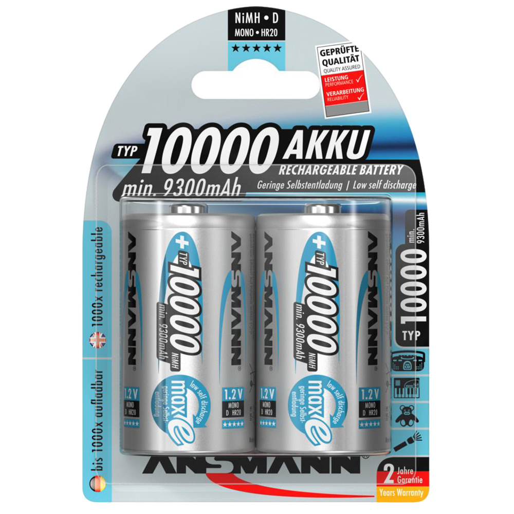 2x D-Cell Batterij NiMH 10.000mAh