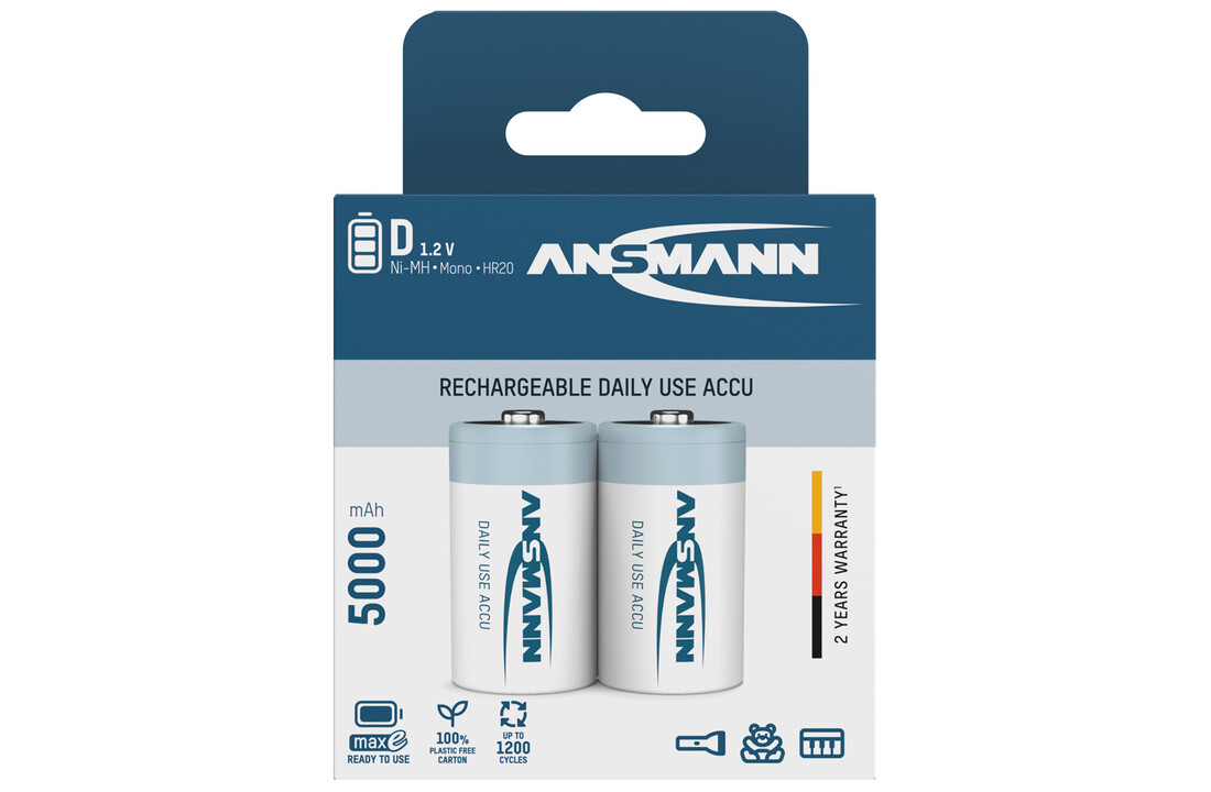 D-Cell 5000mAh NiMH Blister 2stk
