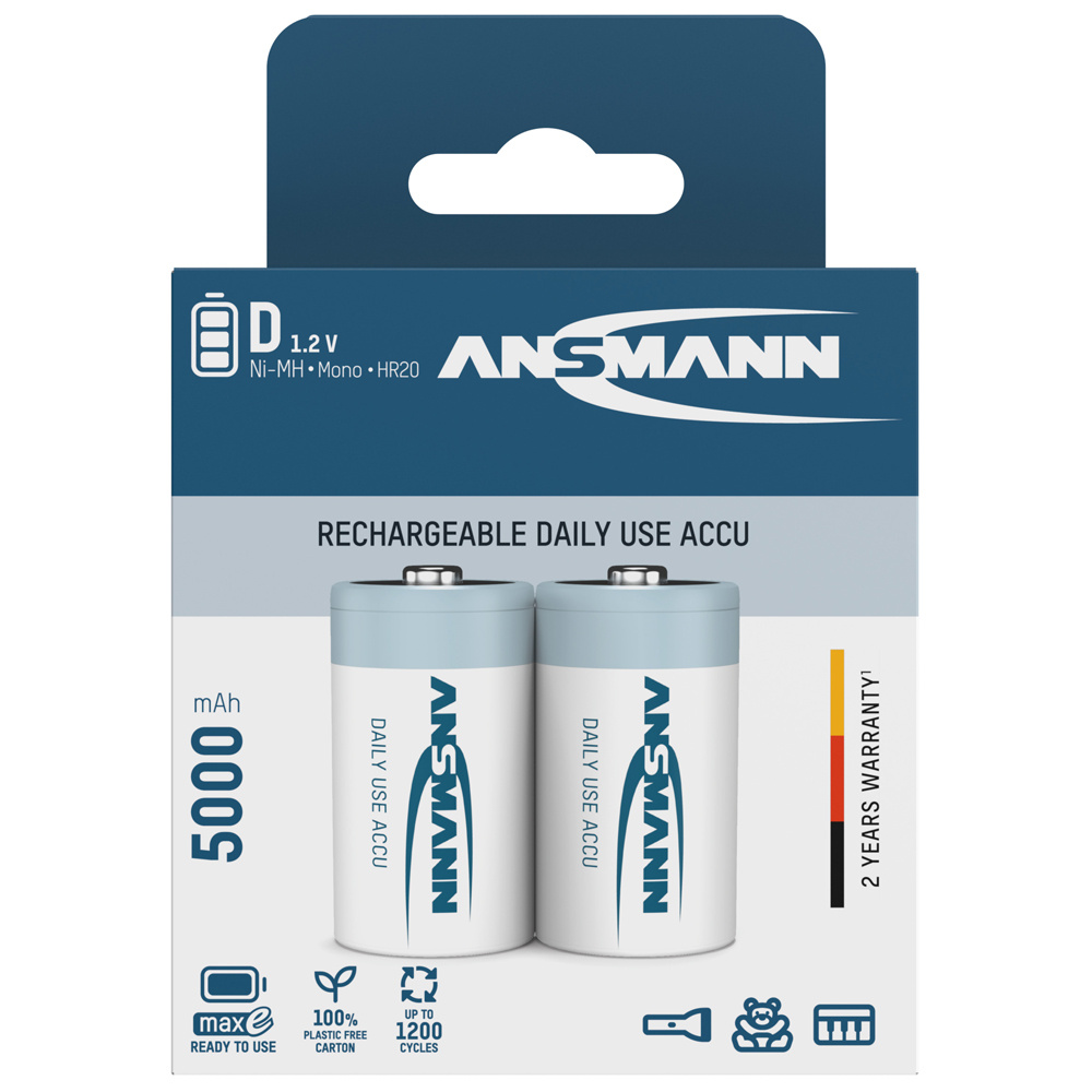 D-Cell 5000mAh NiMH Blister 2stk