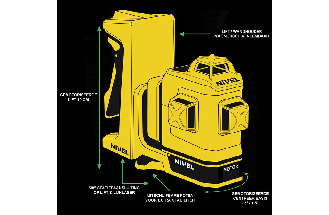 CLx3G MOTOR 3x360° Lijnlaser Groen Motorisch Verstelbaar