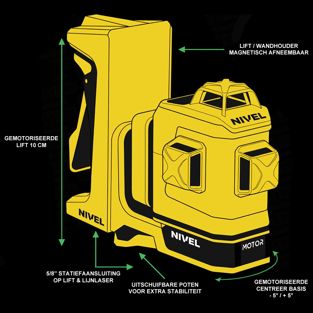 CLx3G MOTOR 3x360° Lijnlaser Groen Motorisch Verstelbaar