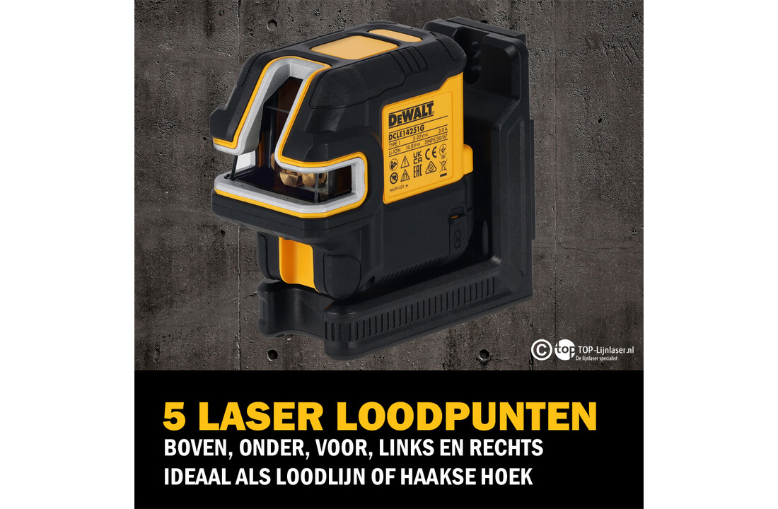 DCLE14251GB-XJ Lijn- 5 Puntlaser Groen Li-Ion