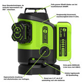 X3DP PRO 3x360° 3D Lijnlaser Groen