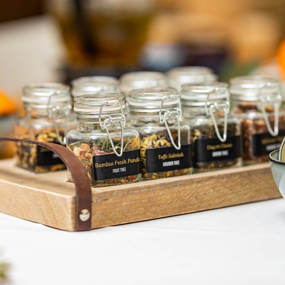 angelica用 Typhoo Tea 8つセット Theeplank steigerhout | 8 weckpotjes thee | Van Bruggen Thee