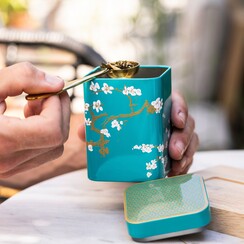 Blik Japanse kersenbloesem  turquoise blauw