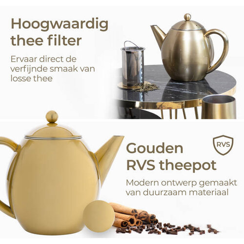 VaJa Theepot rvs goud 1.2L