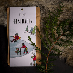 Kerstkaart met thee 'Fijne Feestdagen'