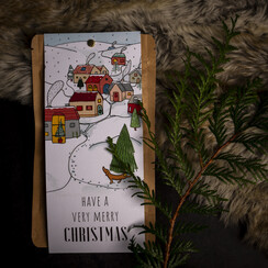 Kerstkaart met thee 'Have a very merry christmas'