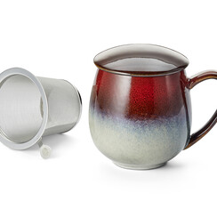 Saara Theebeker met zeef - Rood - Roest - Grijs