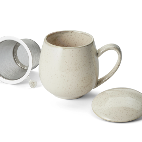 ChaCult Saara Theebeker met zeef - Cream gestippeld