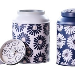 Blik Amami 100gr Wit met blauwe bloemen