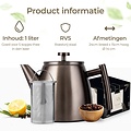 VaJa Theepot dubbelwandig rvs gun metal 1 liter