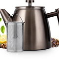 VaJa Theepot dubbelwandig rvs gun metal 1 liter