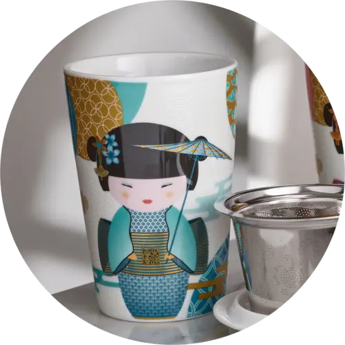 EigenArt Tea eve 'New Geisha Petrol' met theezeef