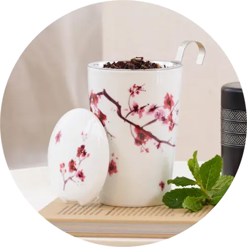 EigenArt Tea eve Cherry blossom theemok met theezeef