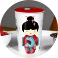 EigenArt Tea eve 'Little Geisha Red ' met theezeef
