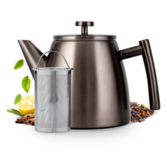 Theepot RVS dubbelwandig Gun metal