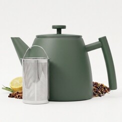 Theepot RVS dubbelwandig mat groen