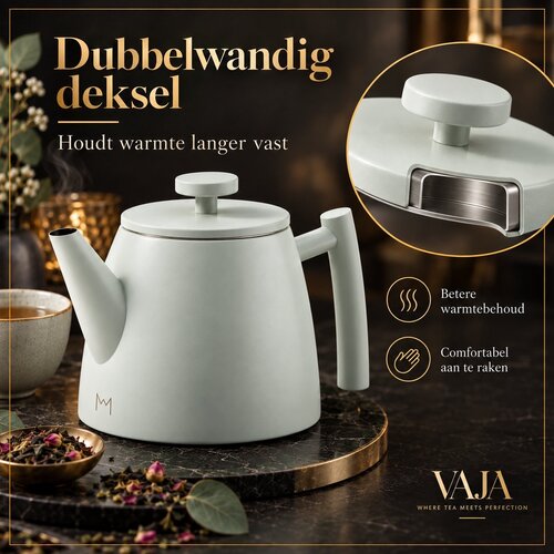 VaJa Theepot dubbelwandig rvs licht groen