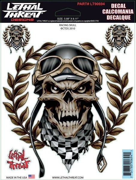 Lethal Threat Stickerset  Racing Skull LT90694