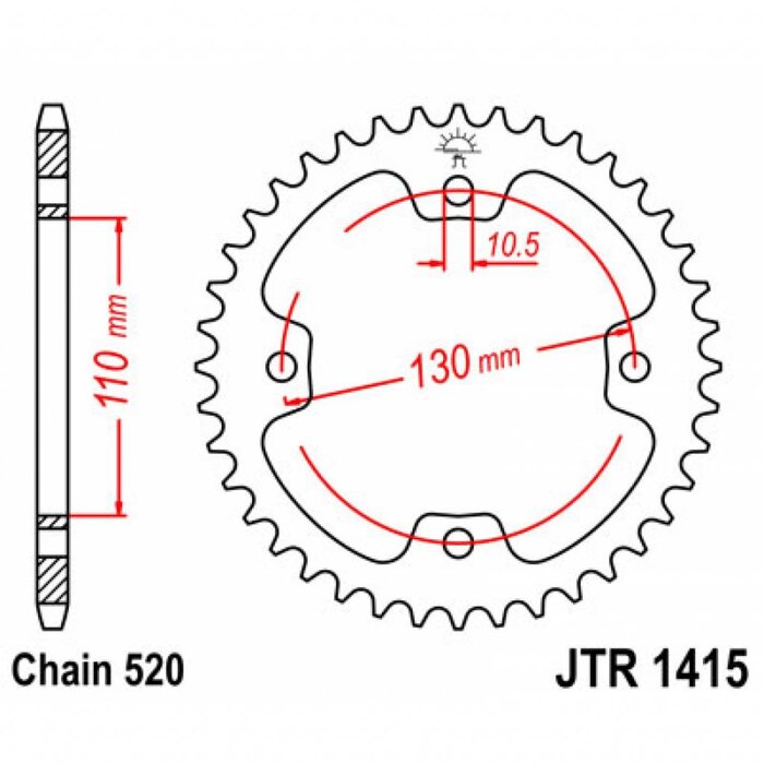 JT Chain Kettenrad 520 JTR1415 für Kawasaki KFX 450 R