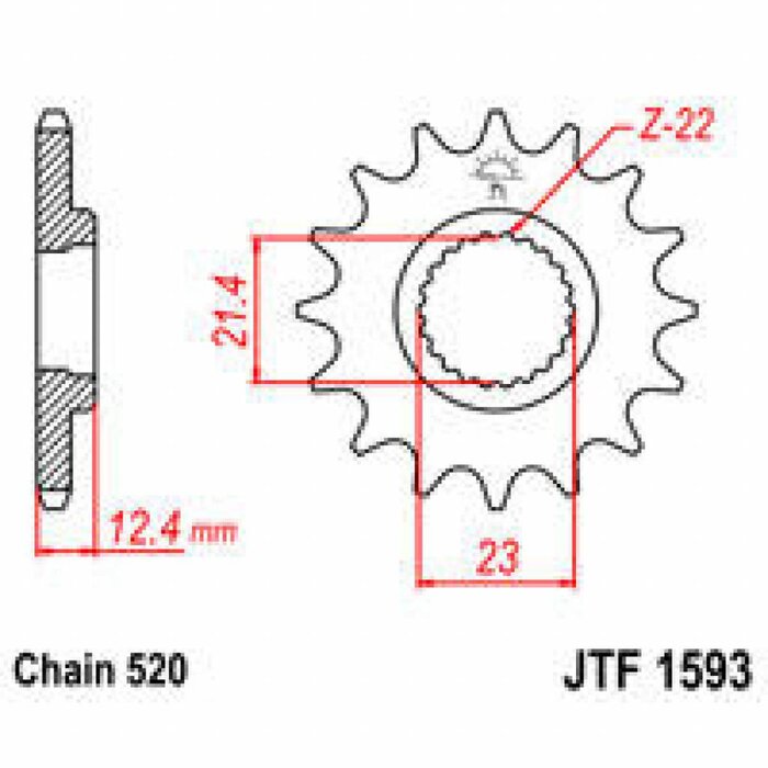 JT Chain Ritzel JTF1593 für Yamaha YFM 250 R