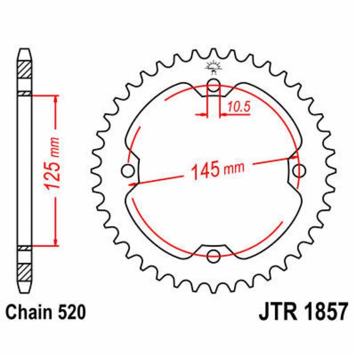 JT Chain Kettenrad 520 JTR1857 für Yamaha YFM 250 R