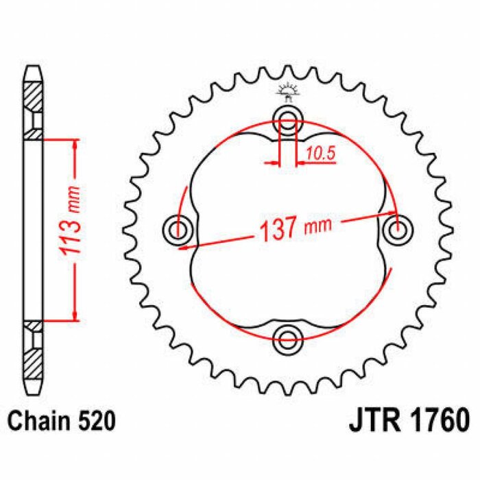 JT Chain Kettenrad 520 JTR1760 für Suzuki LT-R 450 / LT-Z400