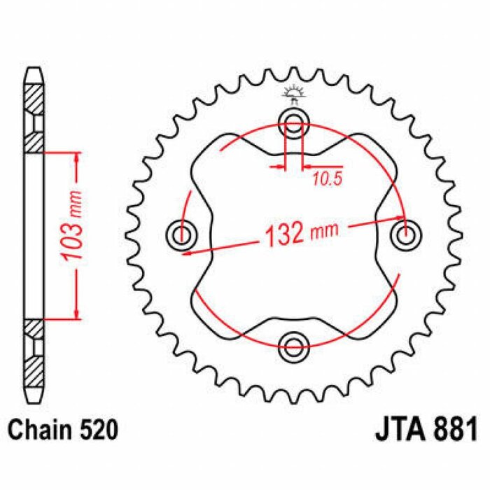 JT Chain Kettenrad 520 JTA881 für KTM 450 505 525
